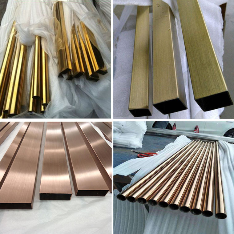 PVD Color Stainless Steel Round Pipe Square Tube Hairline Mirror Surface